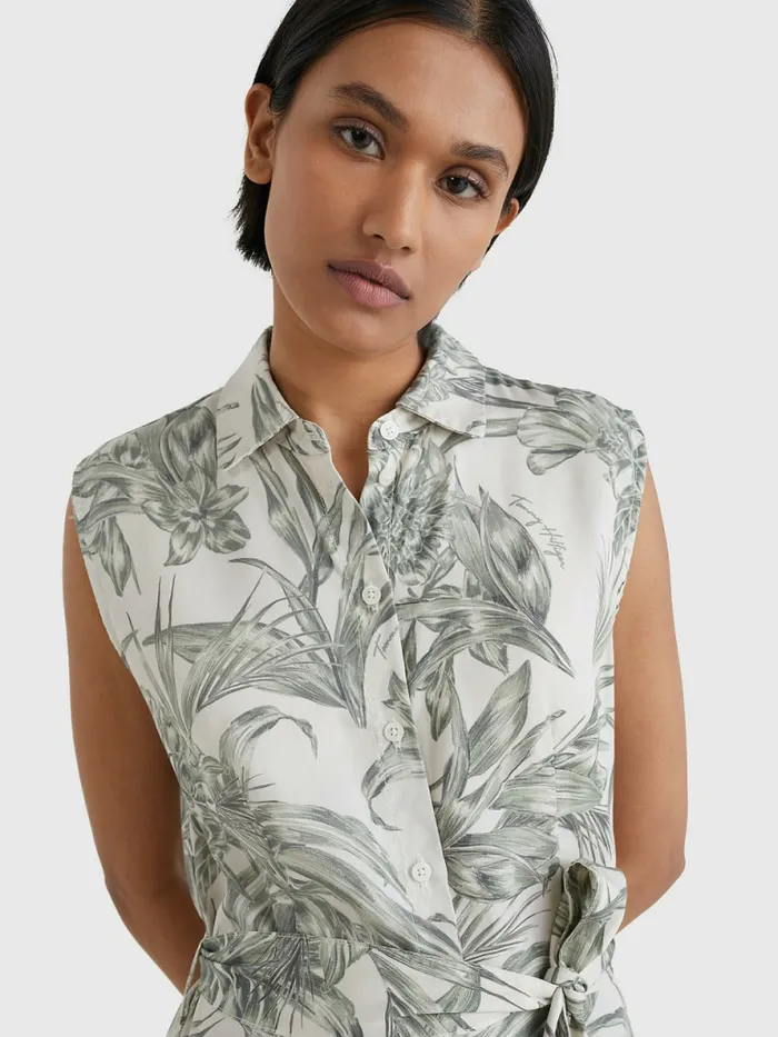 Tommy Hilfiger Tropical Print Shirt Dress Pineapple IslandEcru Womens Dresses and Jumpsuits Gift Ideas