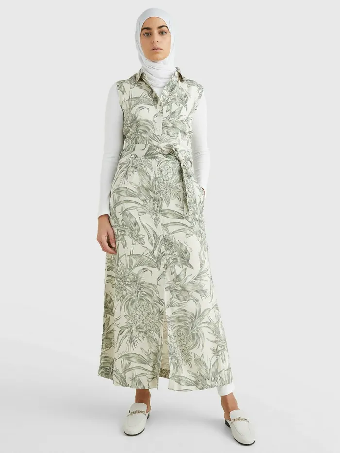 Tommy Hilfiger Tropical Print Shirt Dress Pineapple IslandEcru Womens Dresses and Jumpsuits Gift Ideas