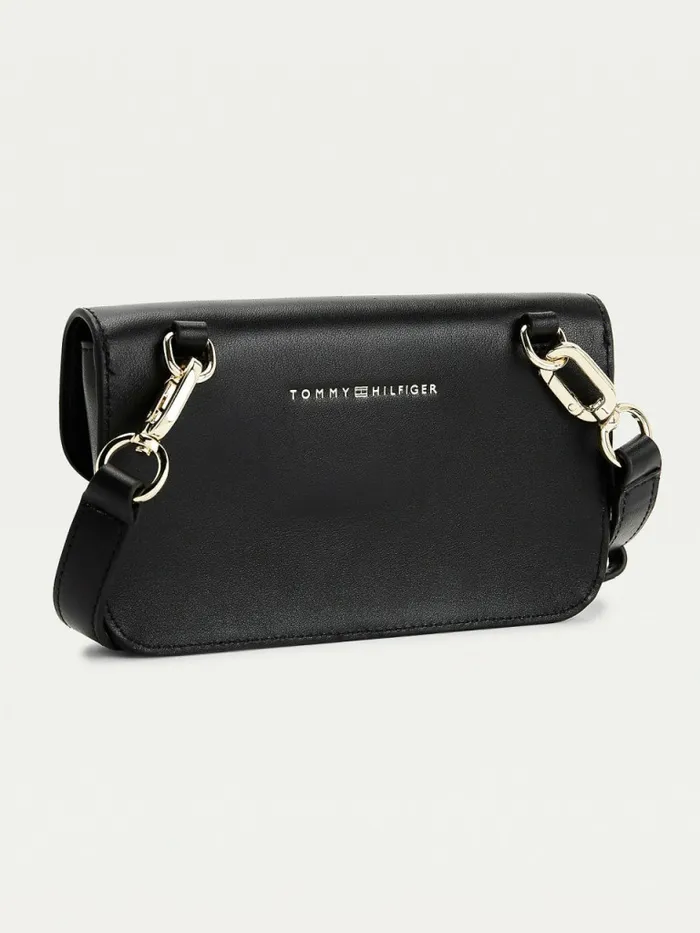Tommy Hilfiger Turn Lock Leather Phone Bag Black Womens Bags Gift 4 You