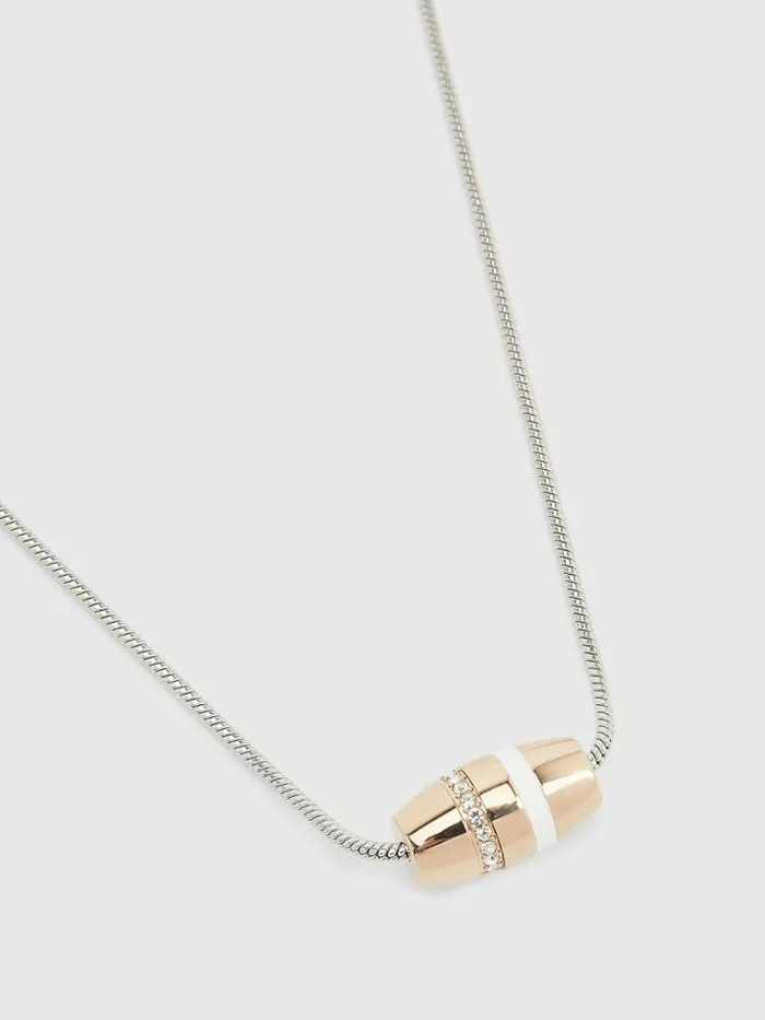 Tommy Hilfiger TwoTone Crystal Charm Necklace Carnation Gold Womens Jewellery