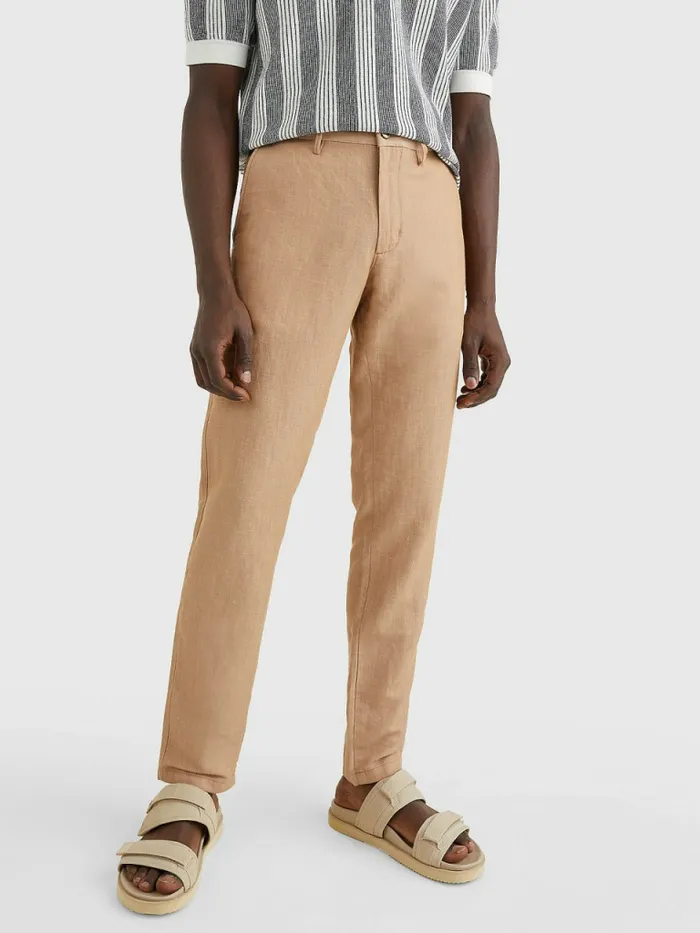 Tommy Hilfiger TwoTone Slim Fit Trousers Basket Brown Mens Trousers