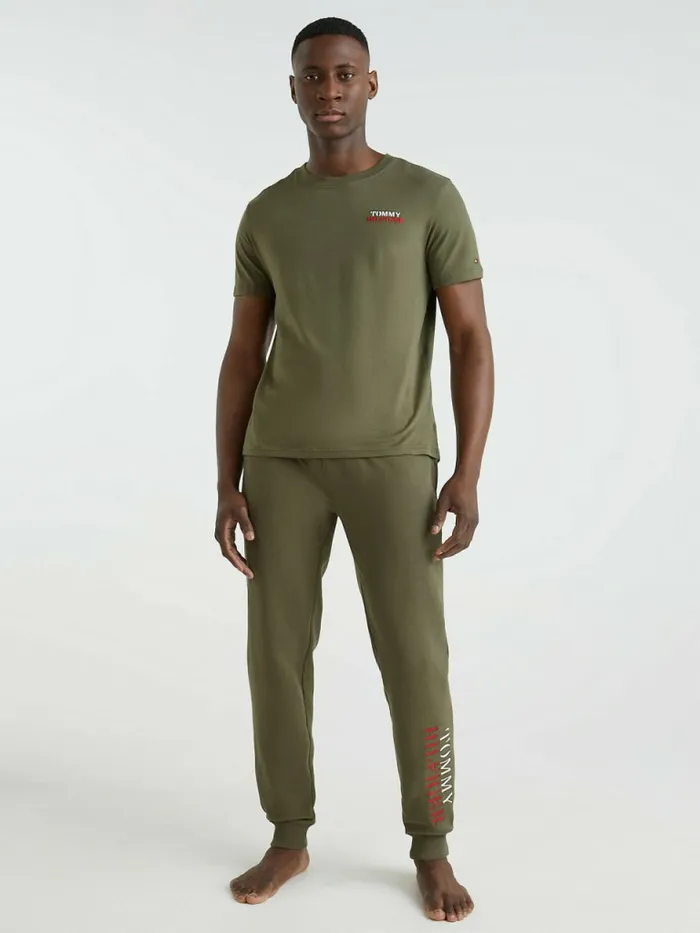 Tommy Hilfiger Ultra Soft Crew Neck TShirt Army Green Mens Loungewear and Nightwear