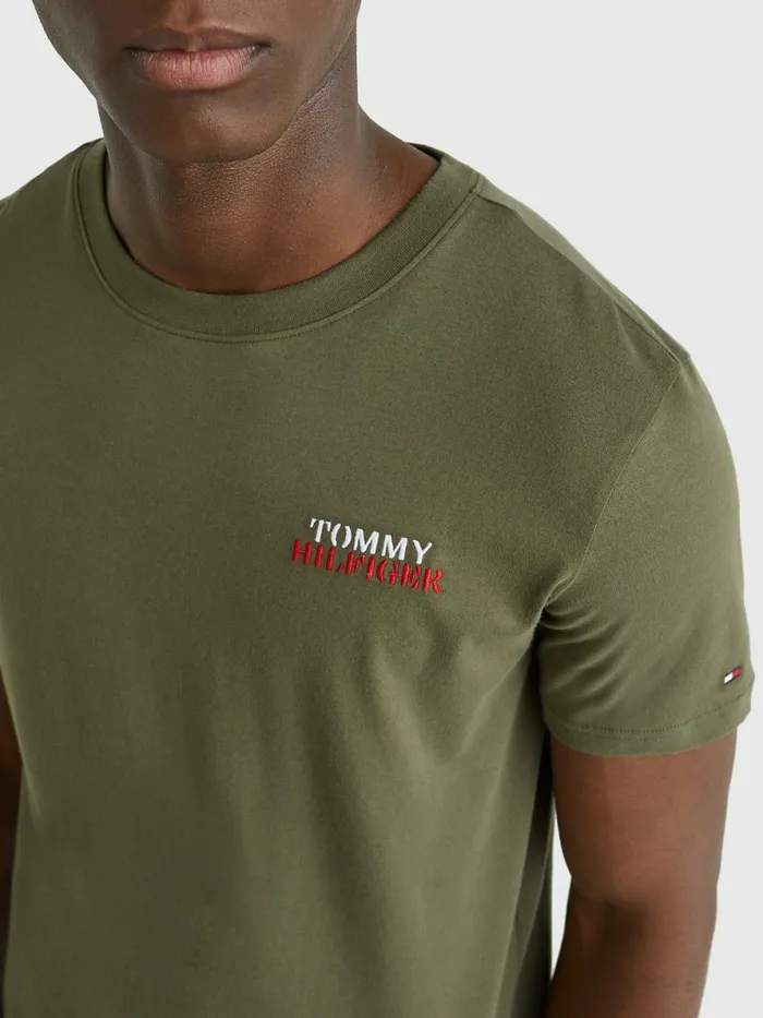 Tommy Hilfiger Ultra Soft Crew Neck TShirt Army Green Mens Loungewear and Nightwear