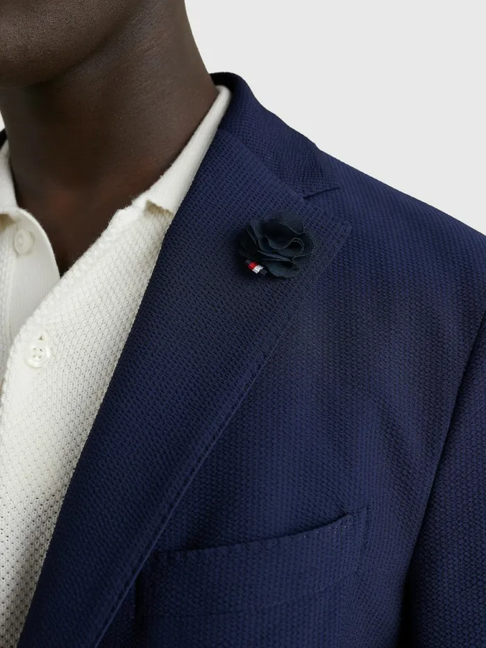 Tommy Hilfiger Uncontruscted Recycled Polyester Seersucker Blazer Blue Mens Blazers
