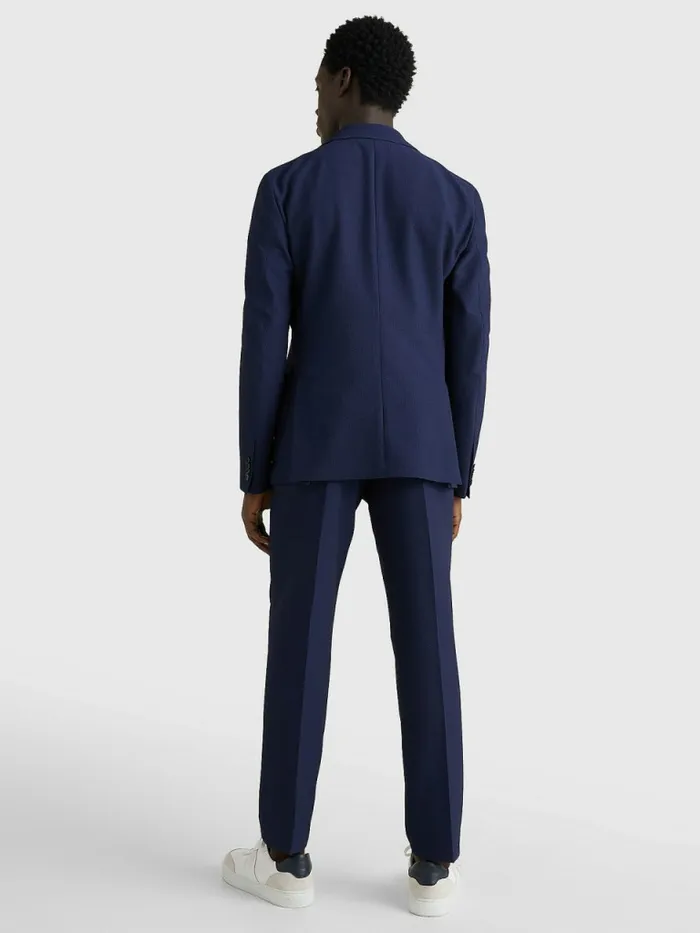 Tommy Hilfiger Uncontruscted Recycled Polyester Seersucker Blazer Blue Mens Blazers