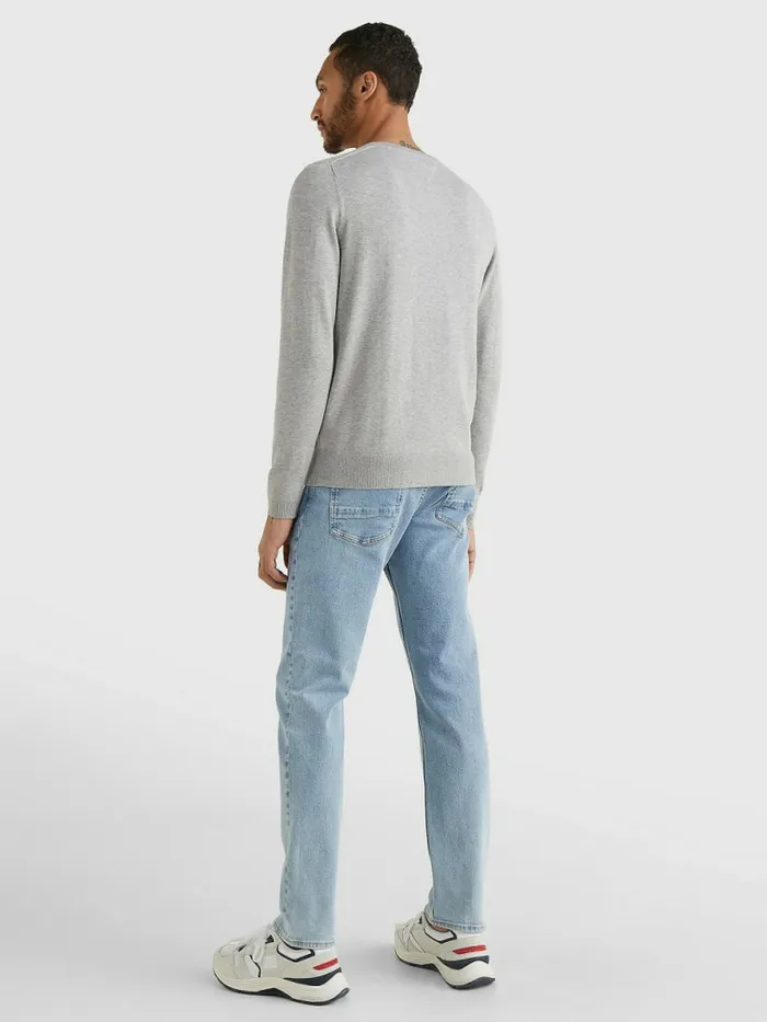 Tommy Hilfiger VNeck Cotton Blend Sweatshirt Cloud Htr Mens Essentials