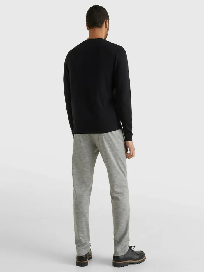 Tommy Hilfiger VNeck Cotton Blend Sweatshirt Flag Black Mens Essentials