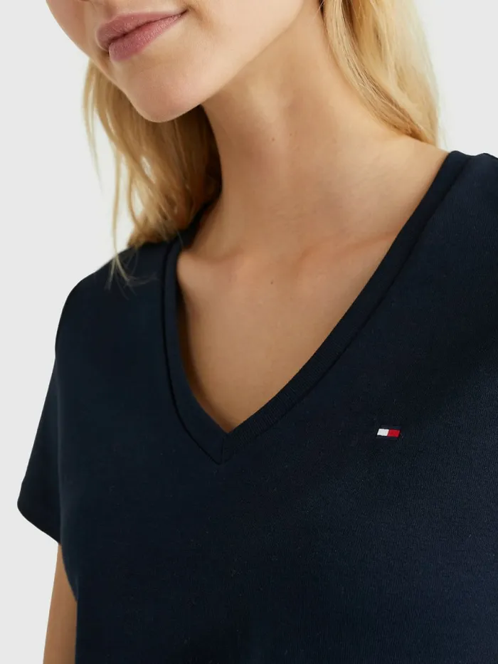 Tommy Hilfiger VNeck Slim Fit TShirt Desert Sky Womens TShirts Gift Ideas
