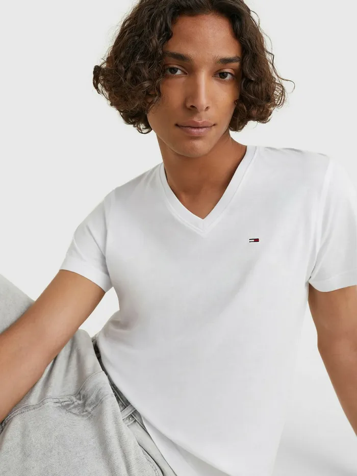 Tommy Hilfiger VNeck TShirt Classic White Mens TShirts On Sale
