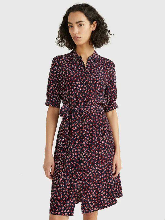 Tommy Hilfiger Valentines Heart Print KneeLength Dress Valentines Day All OverDesert Sky Womens Dresses and Jumpsuits Gift 4 You Tommy Hilfiger Valentines Heart Print KneeLength Dress Valentines Day All OverDesert Sky Womens Dresses and Jumpsuits Gift 4 You