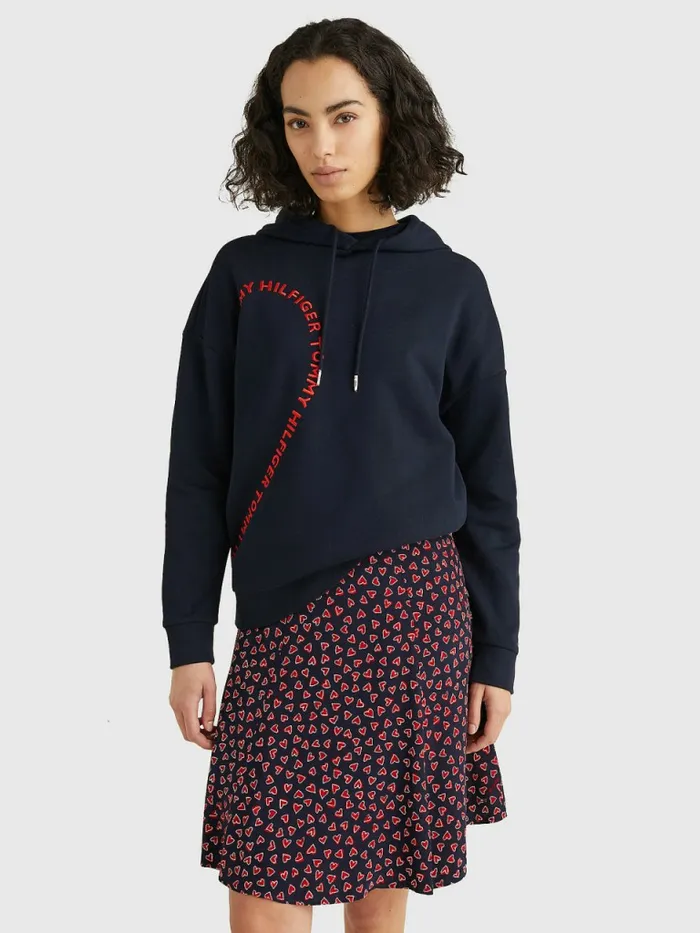 Tommy Hilfiger Valentines Heart Print Relaxed Fit Hoody Desert Sky Womens Sweatshirts and Hoodies Fashion Tommy Hilfiger Valentines Heart Print Relaxed Fit Hoody Desert Sky Womens Sweatshirts and Hoodies Fashion