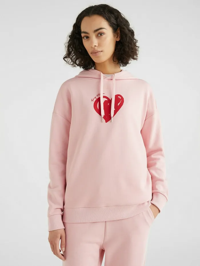 Tommy Hilfiger Valentines Heart Print Relaxed Fit Hoody Glacier Pink Womens Sweatshirts and Hoodies Sale Tommy Hilfiger Valentines Heart Print Relaxed Fit Hoody Glacier Pink Womens Sweatshirts and Hoodies Sale