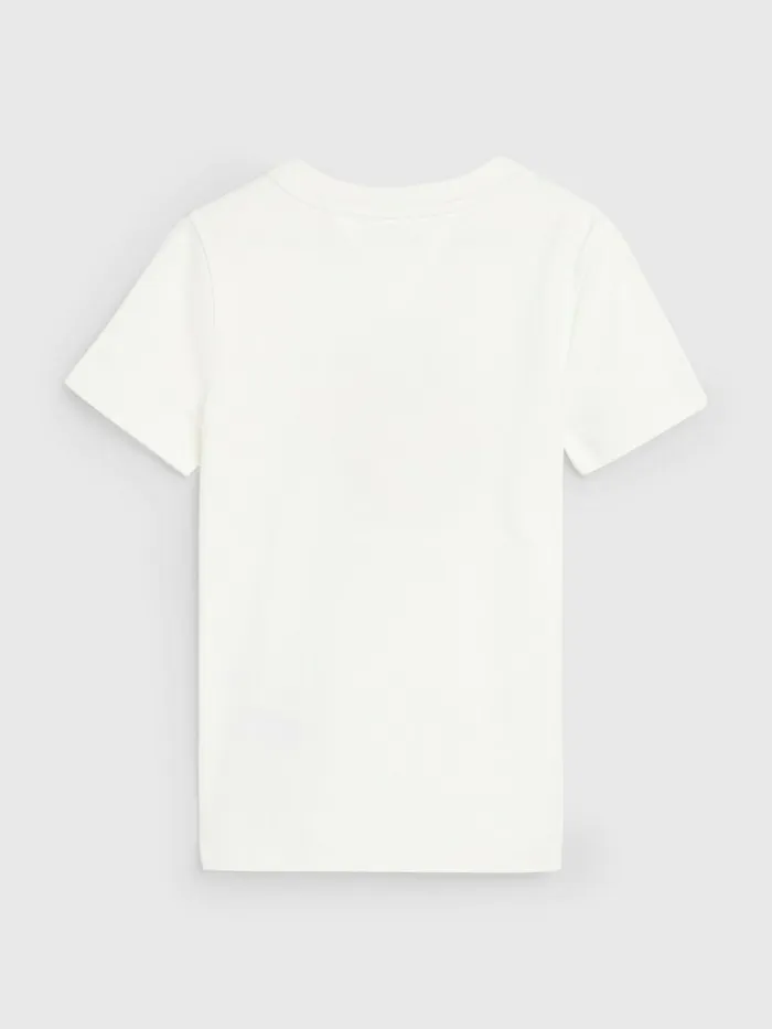 Tommy Hilfiger Valentines Heart Text Print TShirt Ecru Girls Tops and TShirts Gift for Friend