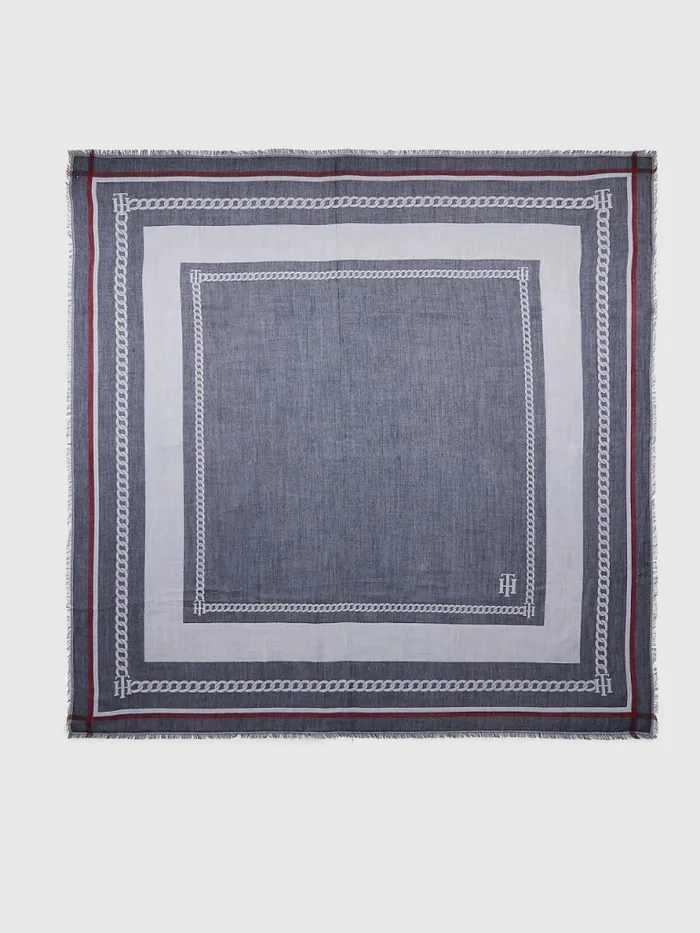 Tommy Hilfiger Varsity Jacquard Square Scarf Corporate Womens Hats and Scarves Popular