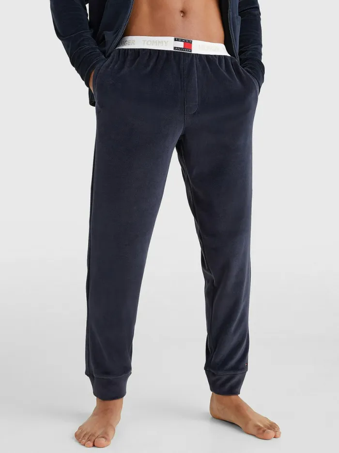 Tommy Hilfiger Velour Repeat Logo Joggers Desert Sky Mens Loungewear and Nightwear Tommy Hilfiger Velour Repeat Logo Joggers Desert Sky Mens Loungewear and Nightwear