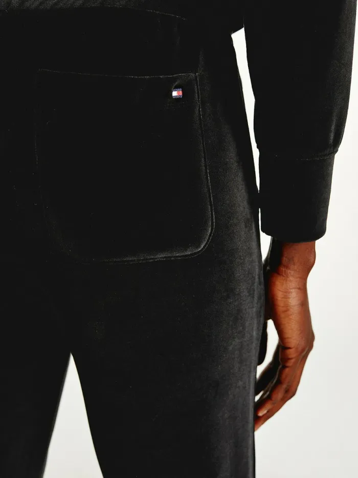 Tommy Hilfiger Velvet Straight Leg Trousers Black Womens CoOrds