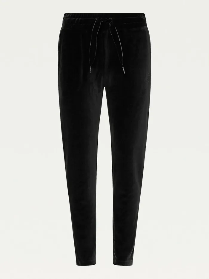 Tommy Hilfiger Velvet Straight Leg Trousers Black Womens CoOrds