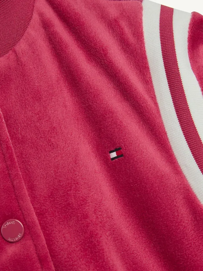 Tommy Hilfiger Velvet Varsity Bomber Jacket Cranberry Crush Girls Coats and Jackets Sale