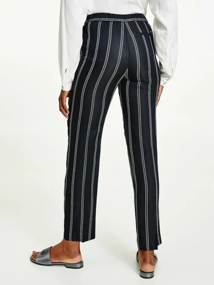 Tommy Hilfiger Viscose Stripe Tapered Trousers BlackWhite Stripe Cw Womens CoOrds
