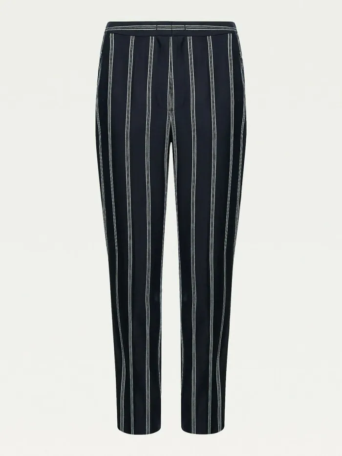 Tommy Hilfiger Viscose Stripe Tapered Trousers BlackWhite Stripe Cw Womens CoOrds