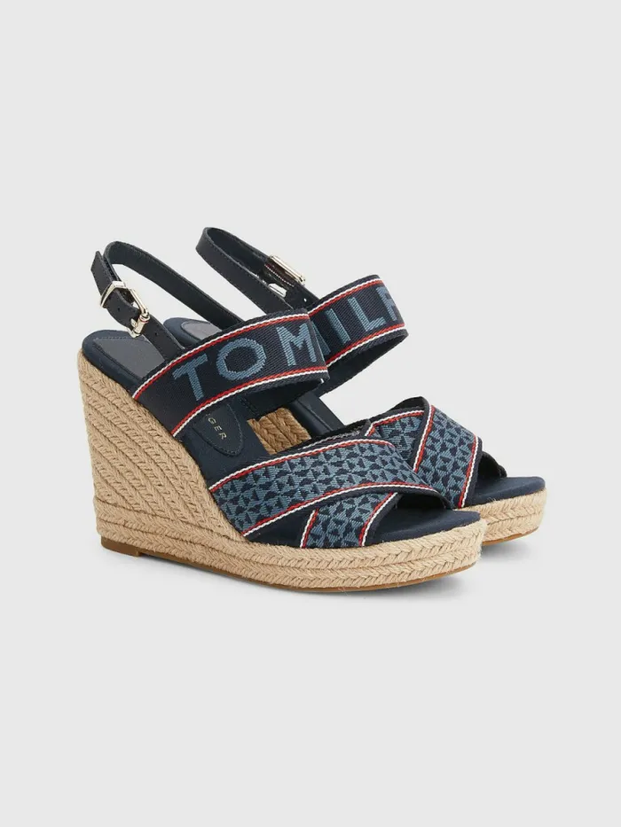 Tommy Hilfiger Webbing High Wedge Sandals Desert Sky Womens Flat Shoes Cheap On Sale Tommy Hilfiger Webbing High Wedge Sandals Desert Sky Womens Flat Shoes Cheap On Sale