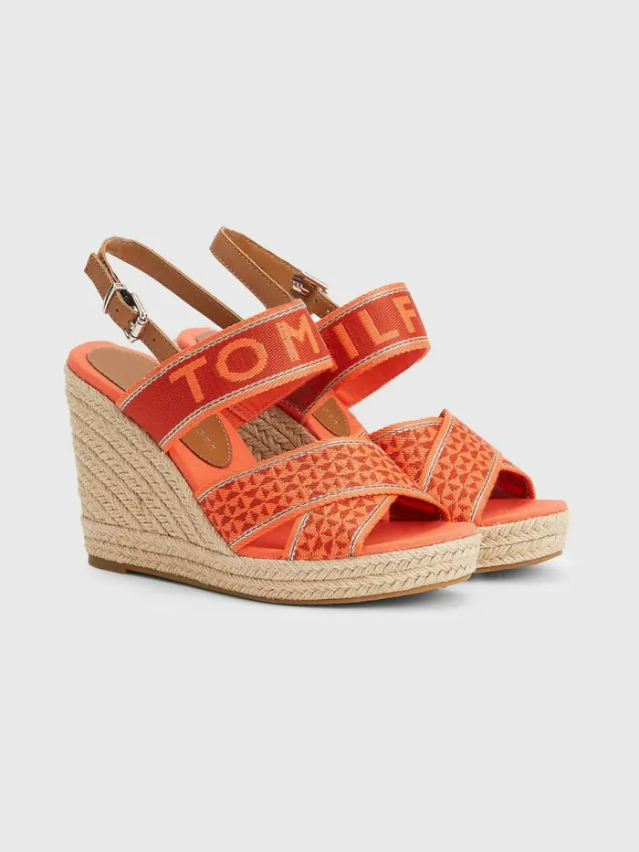 Tommy Hilfiger Webbing High Wedge Sandals Hawaiian Coral Womens Pumps Popular Tommy Hilfiger Webbing High Wedge Sandals Hawaiian Coral Womens Pumps Popular
