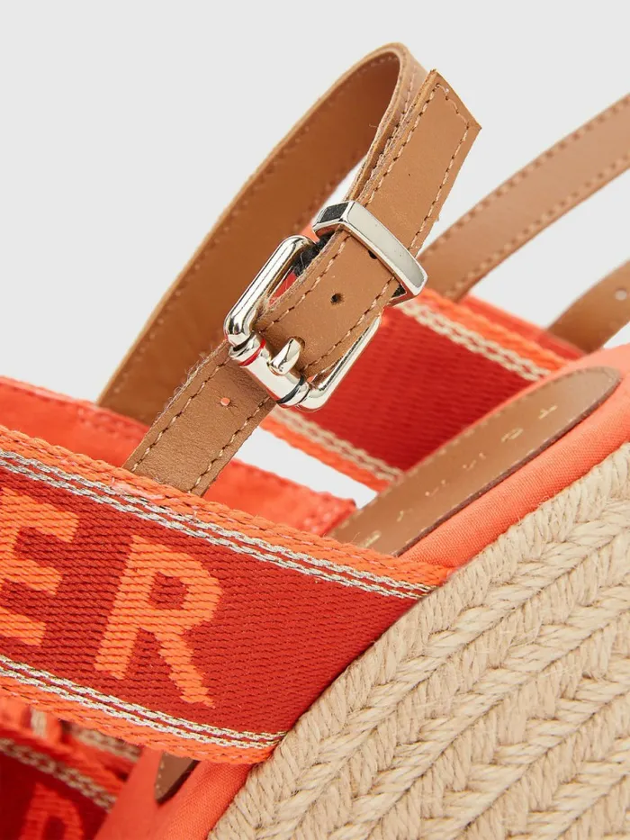 Tommy Hilfiger Webbing High Wedge Sandals Hawaiian Coral Womens Pumps Popular