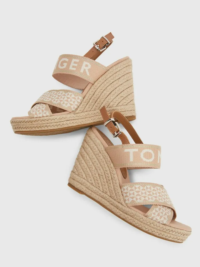 Tommy Hilfiger Webbing High Wedge Sandals Sandrift Womens Sandals Popular