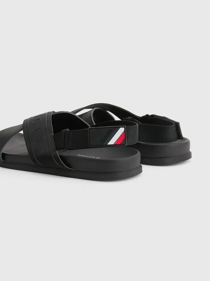 Tommy Hilfiger Webbing Strap Sandals Black Mens Trainers Fashion