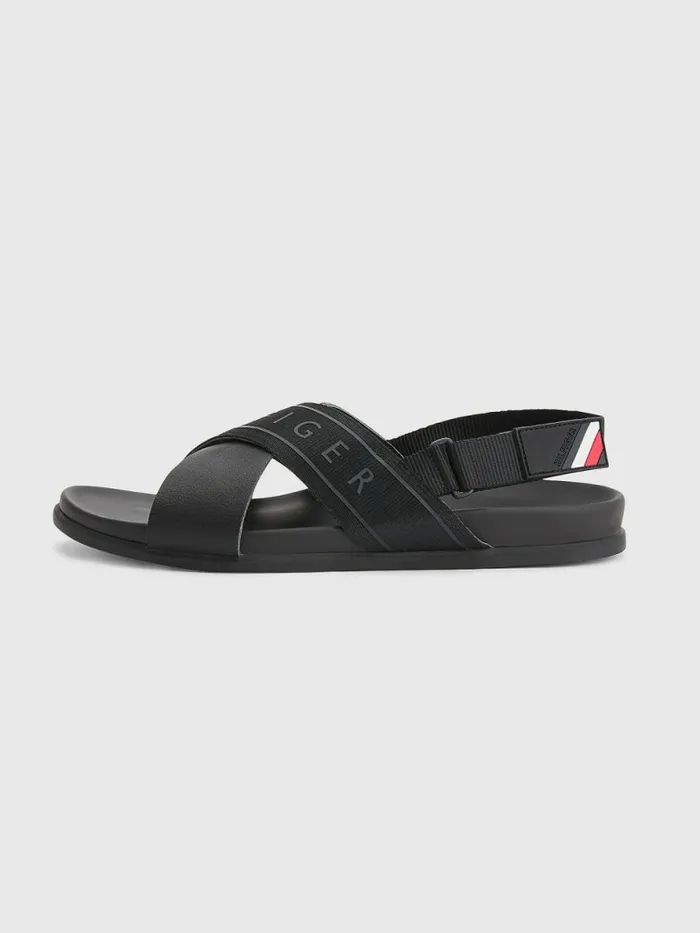 Tommy Hilfiger Webbing Strap Sandals Black Mens Trainers Fashion