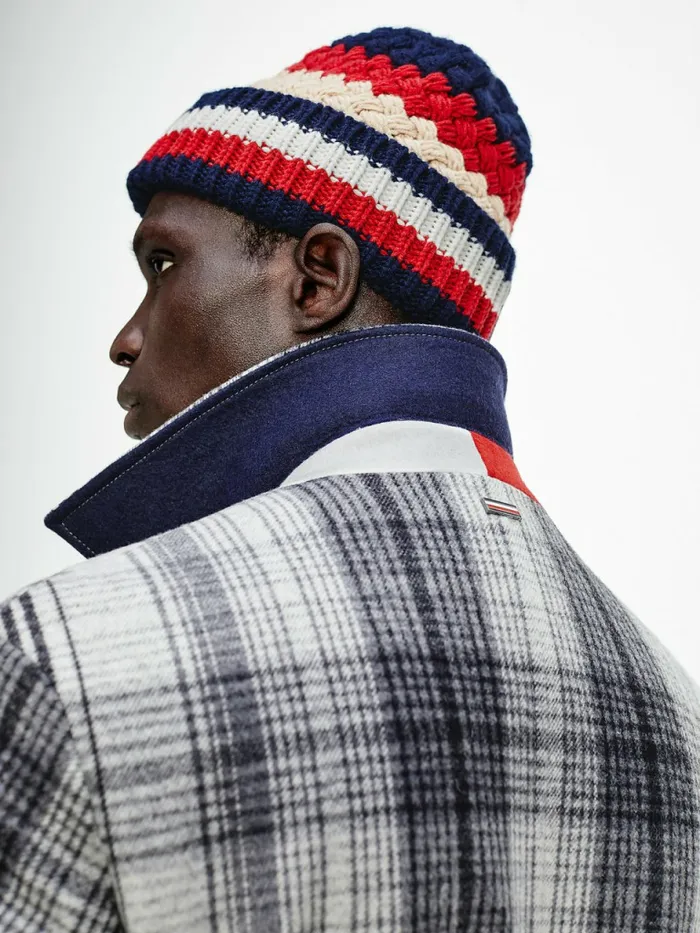 Tommy Hilfiger Wool Blend Plaid Check Car Coat Grey Check Mens Coats and Jackets Popular