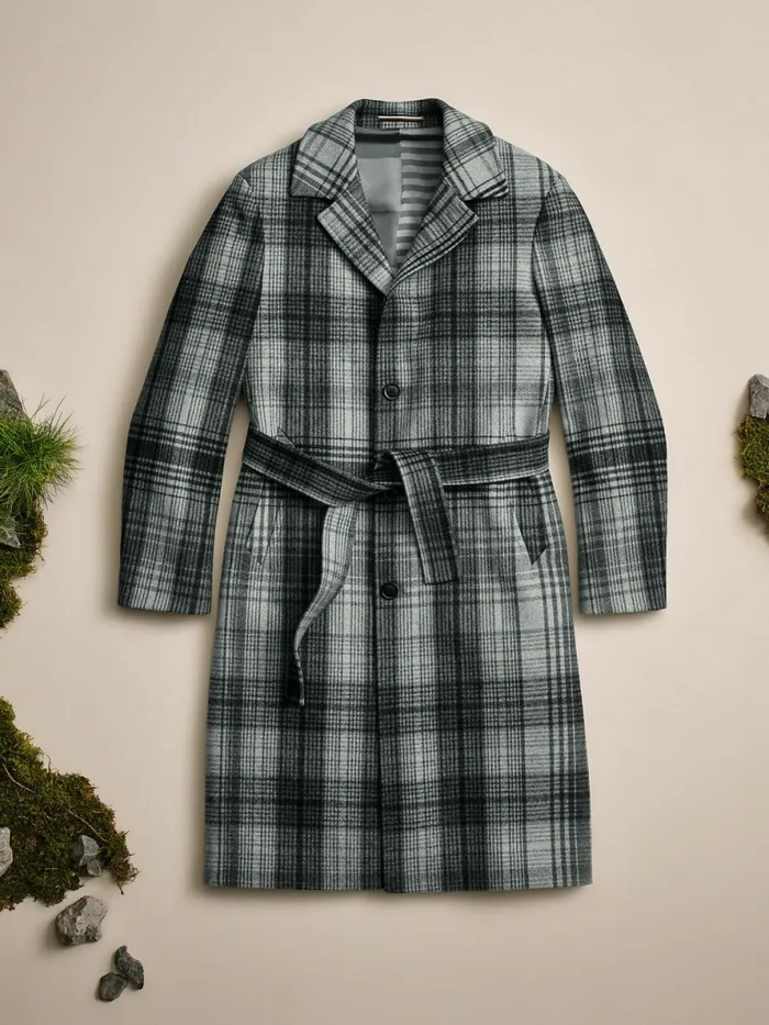 Tommy Hilfiger Wool Blend Plaid Check Car Coat Grey Check Mens Coats and Jackets Popular