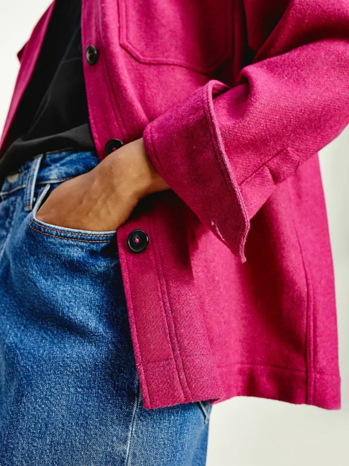 Tommy Hilfiger Wool Blend Shacket Crimson Ruby Womens Coats and Jackets Online
