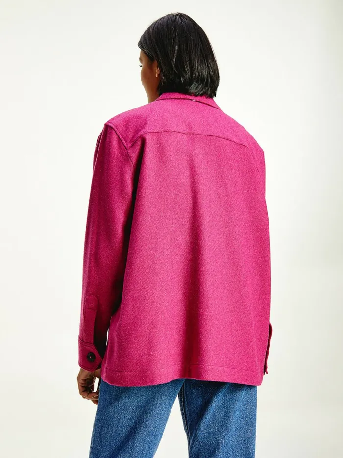 Tommy Hilfiger Wool Blend Shacket Crimson Ruby Womens Coats and Jackets Online