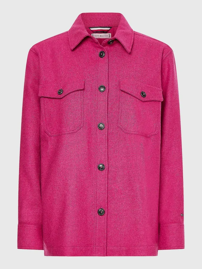 Tommy Hilfiger Wool Blend Shacket Crimson Ruby Womens Coats and Jackets Online