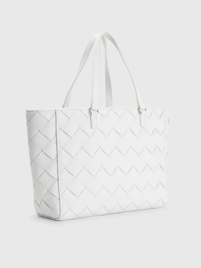 Tommy Hilfiger Woven Tote Woven Optic White Womens Bags Cheap On Sale