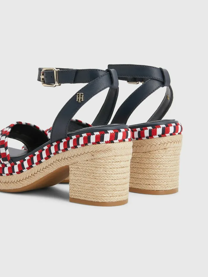 Tommy Hilfiger Woven Webbing Block Heel Sandals Rwb Womens Sandals Gift 4 You