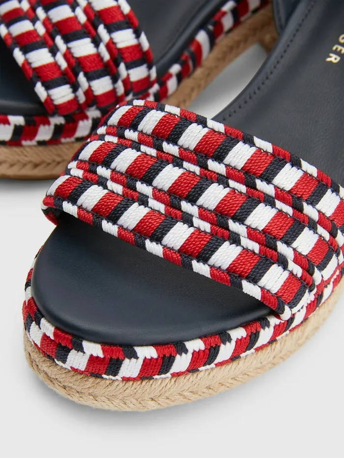 Tommy Hilfiger Woven Webbing Block Heel Sandals Rwb Womens Sandals Gift 4 You