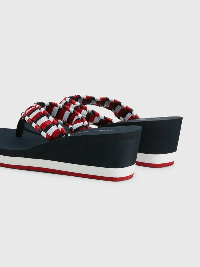 Tommy Hilfiger Woven Webbing Wedge FlipFlops Desert Sky Womens Pumps Near Me