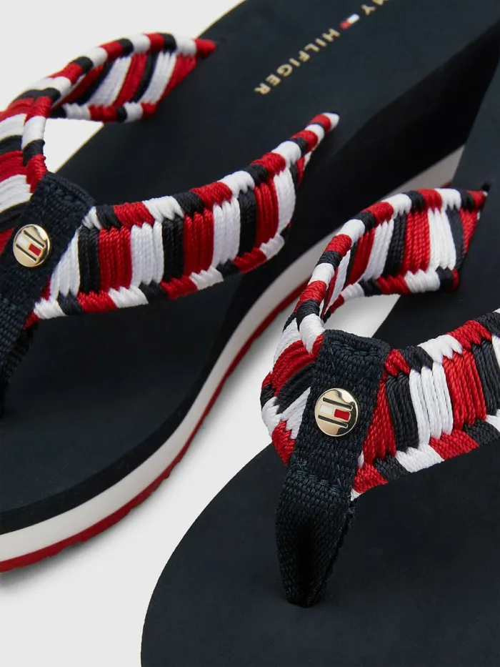 Tommy Hilfiger Woven Webbing Wedge FlipFlops Desert Sky Womens Pumps Near Me