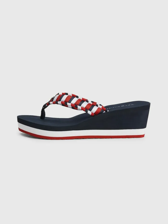 Tommy Hilfiger Woven Webbing Wedge FlipFlops Desert Sky Womens Pumps Near Me