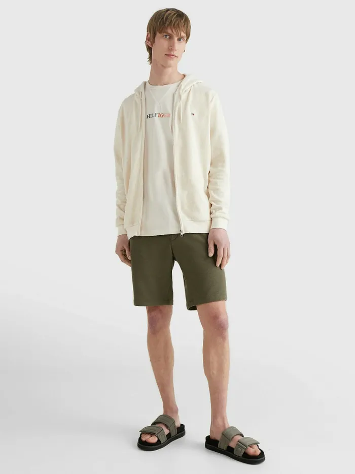 Tommy Hilfiger ZipThru Towelling Hoody Feather White Mens Sweatshirts and Hoodies Fashion