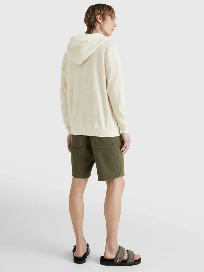 Tommy Hilfiger ZipThru Towelling Hoody Feather White Mens Sweatshirts and Hoodies Fashion