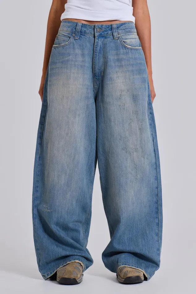 Tops Women Jaded London Light Wash Slub XL Colossus Jeans