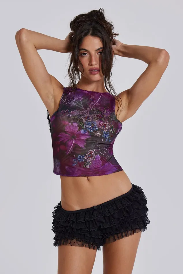 Tops Women Jaded London Shop Black Rhea Lace Bloomer Shorts