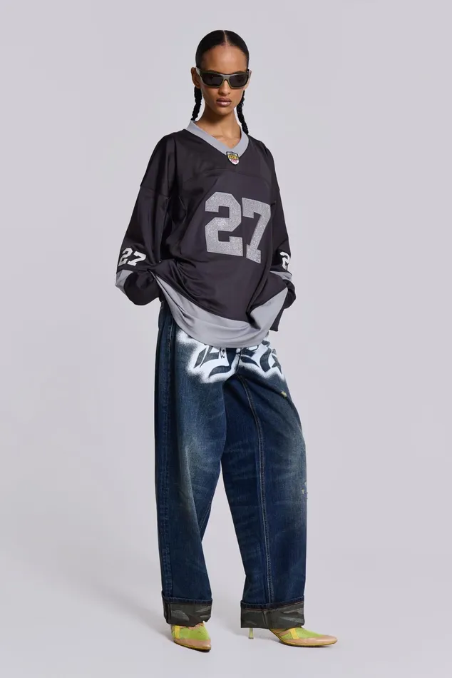 Tops Women Jaded London Shop Jaded Archive Diamante Football Shirt Tops Women Jaded London Shop Jaded Archive Diamante Football Shirt