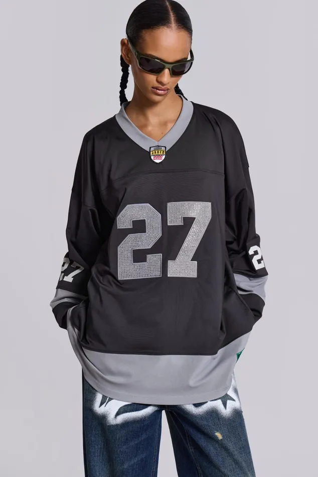 Tops Women Jaded London Shop Jaded Archive Diamante Football Shirt Tops Women Jaded London Shop Jaded Archive Diamante Football Shirt