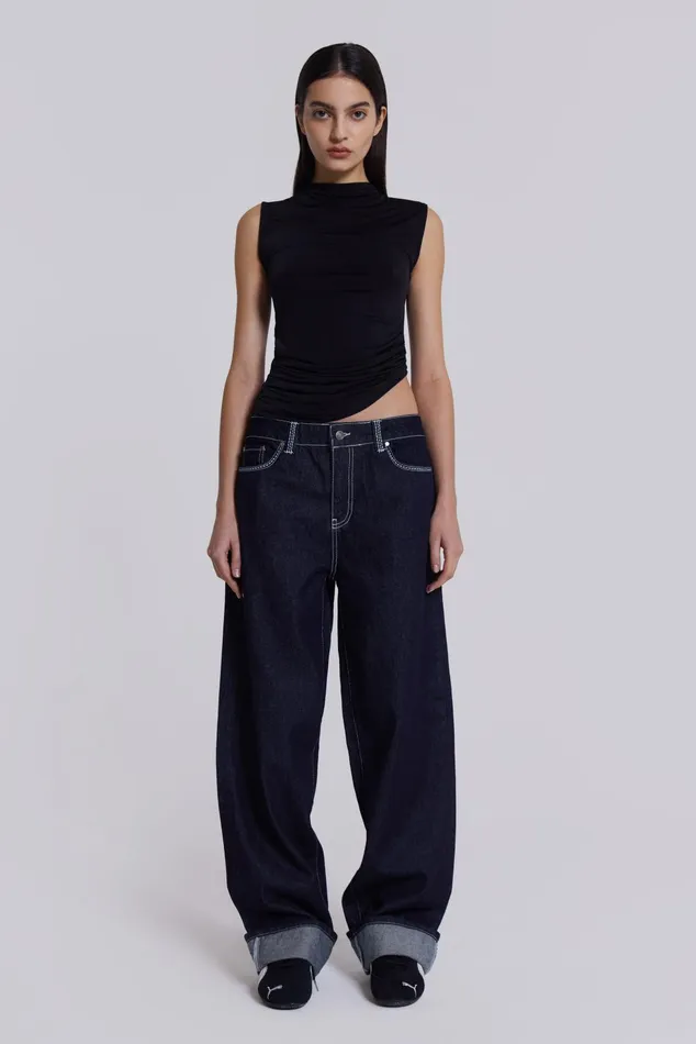 Tops Women Jaded London Shop Sonic Embroidered Baggy Jeans