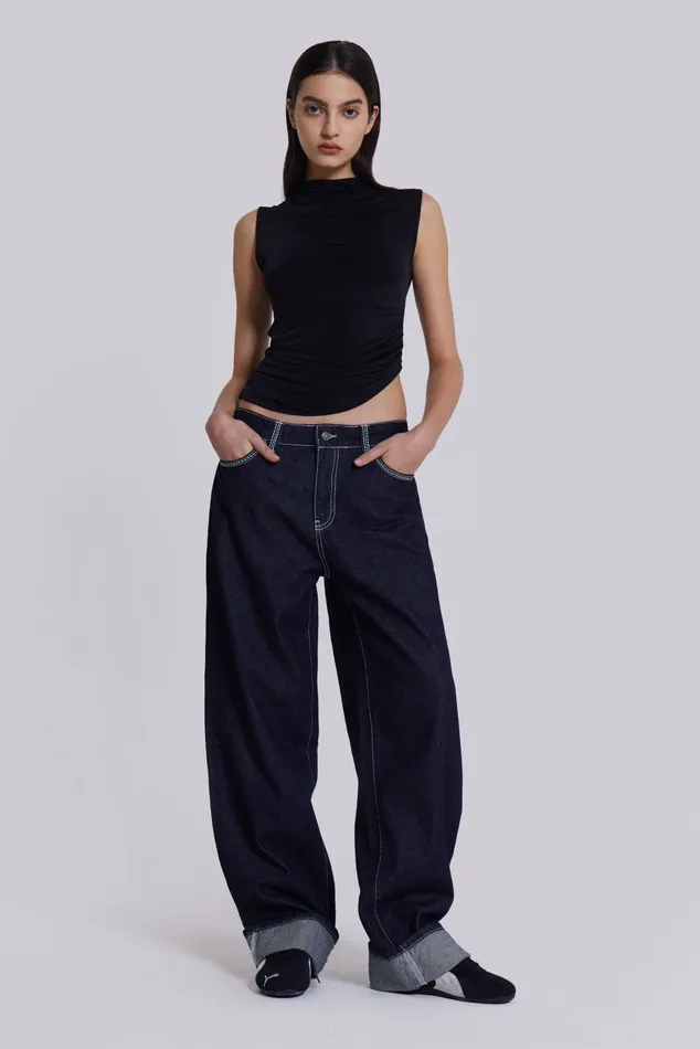 Tops Women Jaded London Shop Sonic Embroidered Baggy Jeans
