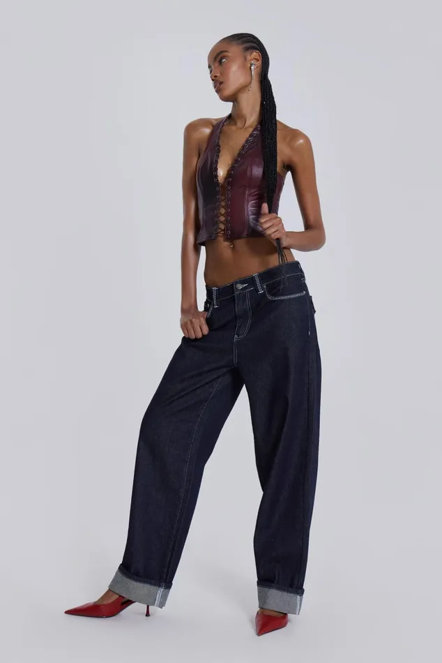 Tops Women Jaded London Shop Sonic Embroidered Baggy Jeans